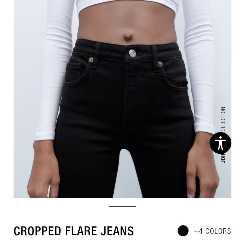 ZARA CROPPED FLARE JEANS black
